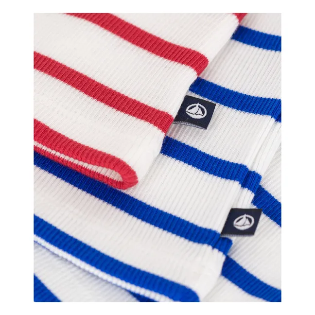 Lot 2 Débardeurs Marinière Coton Bio | Blanc