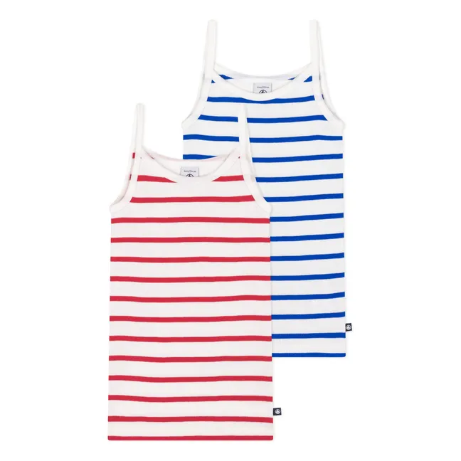 2er-Pack Tanktops Marinière Bio-Baumwolle | Weiß
