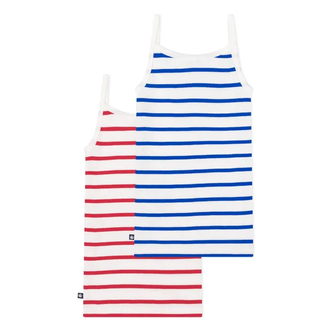 Lot 2 Débardeurs Marinière Coton Bio | Blanc