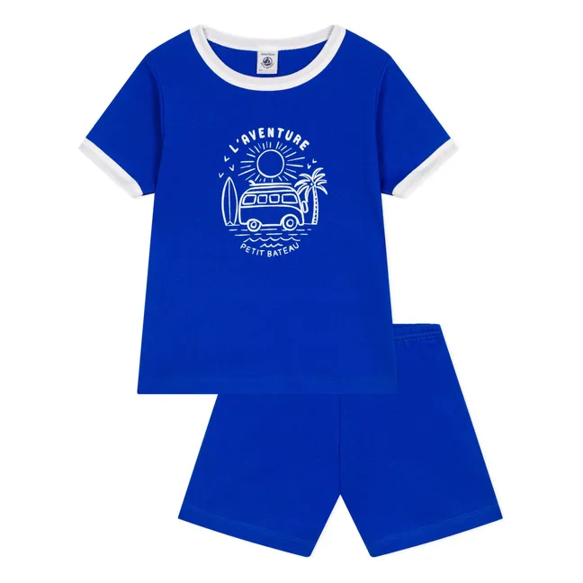 Pyjashort Brigade Coton Bio | Bleu électrique