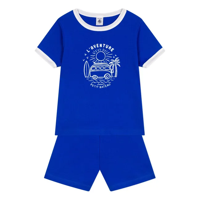 Brigade Pyjashort Algodón orgánico | Azul eléctrico