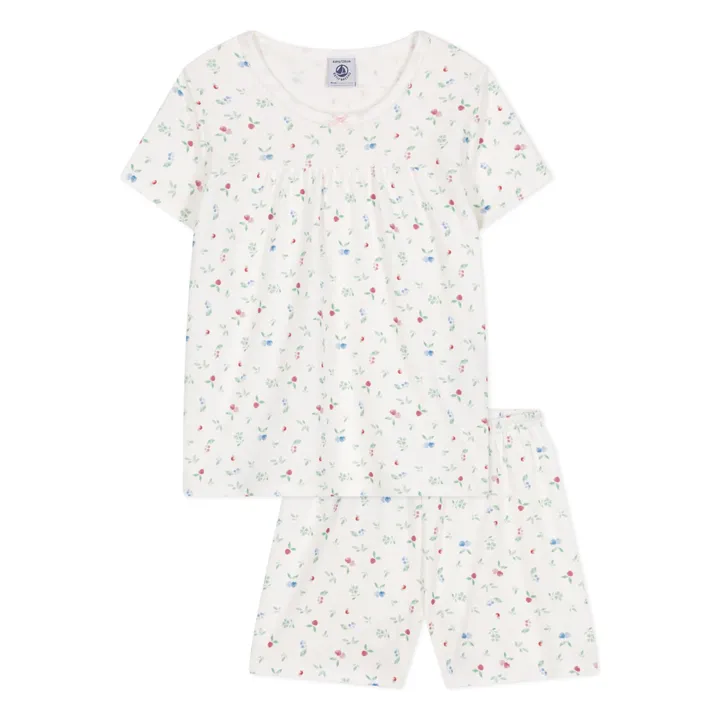 Pijama corto de algodón ecológico | Blanco- Imagen del producto n°0