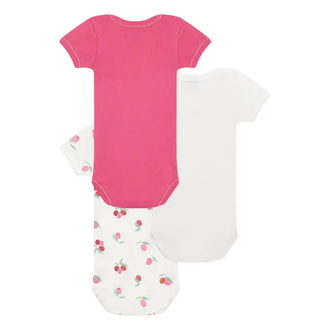 Set de 3 bodys de algodón orgánico Abybay | Rosa Fushia