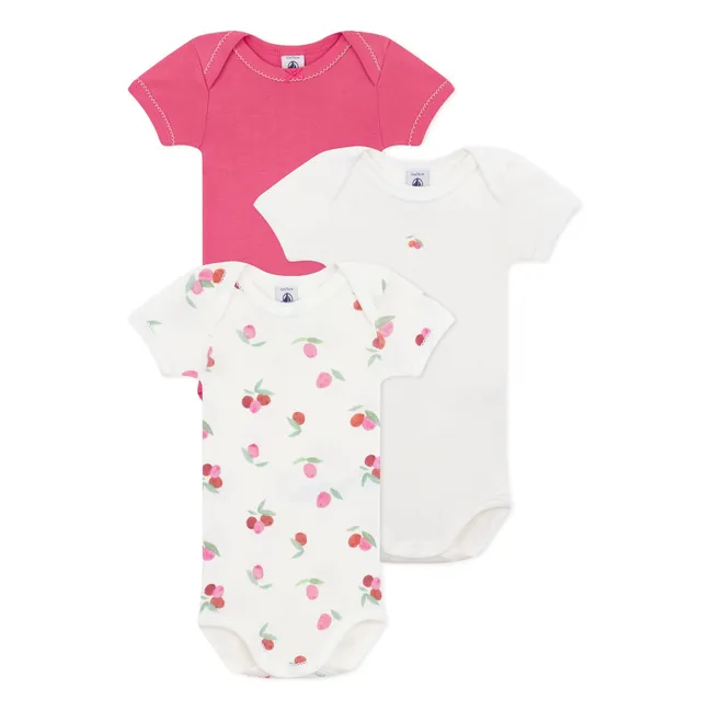 Set de 3 bodys de algodón orgánico Abybay | Rosa Fushia