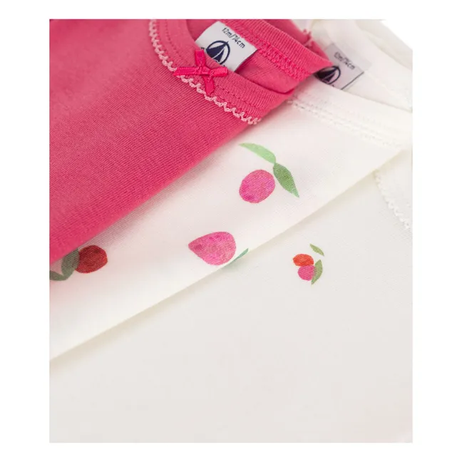 Set de 3 bodys de algodón orgánico Abybay | Rosa Fushia