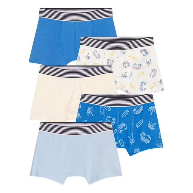Lot 5 Boxers Blueboard Coton Bio | Bleu