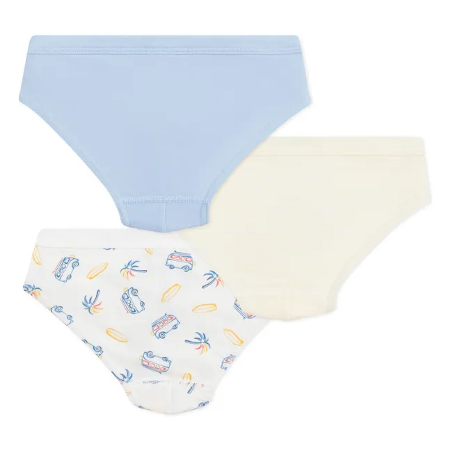 Set of 3 Organic Cotton Longboard Briefs | Blue