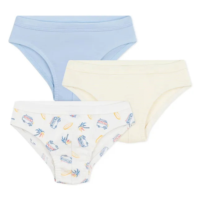 Set of 3 Organic Cotton Longboard Briefs | Blue