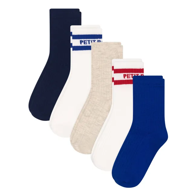 Set of 5 High Ribbed Socks | White