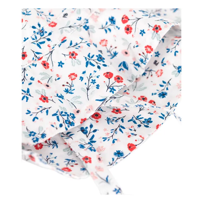 Cappello a fiori in popeline di cotone biologico | Ecru