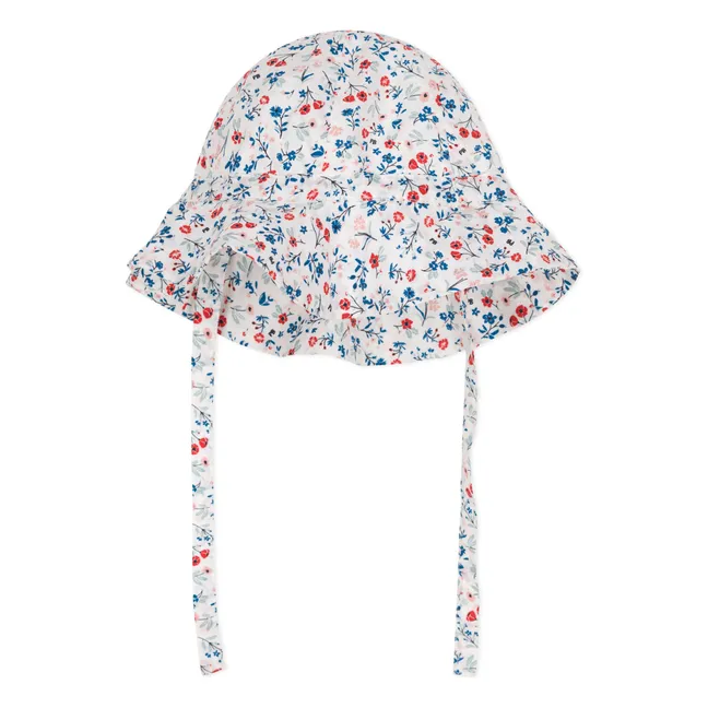 Cappello a fiori in popeline di cotone biologico | Ecru