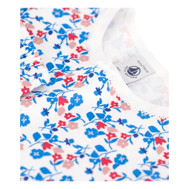 Pijama corto marrón de algodón orgánico | Blanco