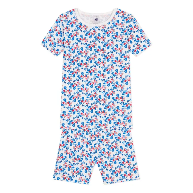 Pijama corto marrón de algodón orgánico | Blanco