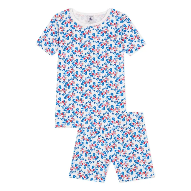 Pijama corto marrón de algodón orgánico | Blanco