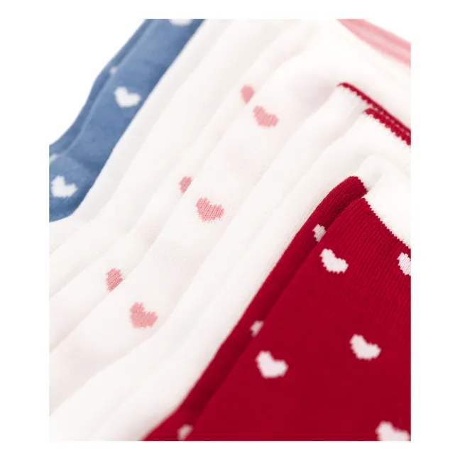 Set of 5 Point Jersey High Socks | Red