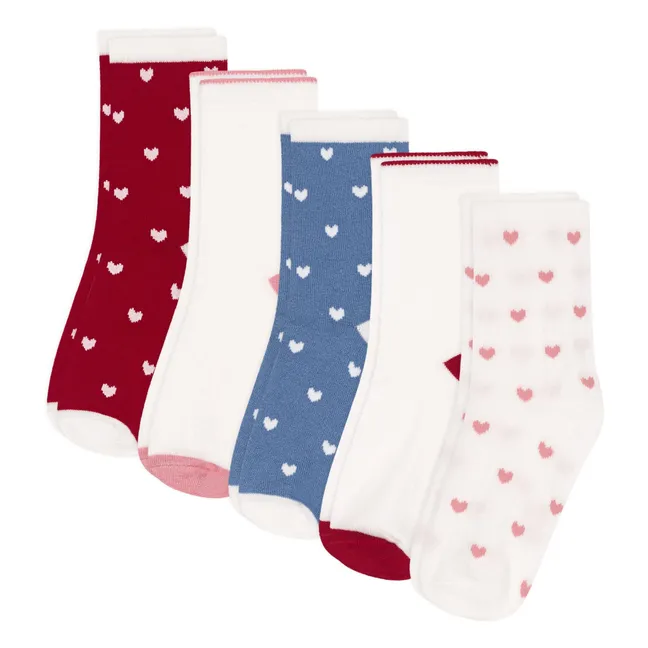 Set of 5 Point Jersey High Socks | Red