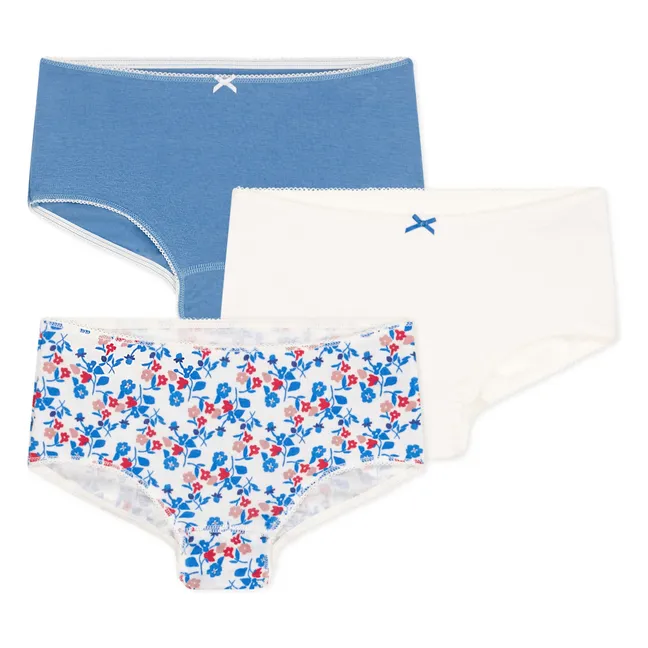 3er-Pack Minibloom Shorties aus Bio-Baumwolle | Blau
