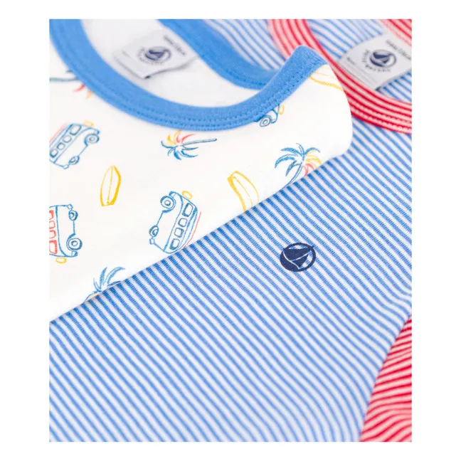 Set of 2 Organic Cotton Longboard Pyjamas | Blue