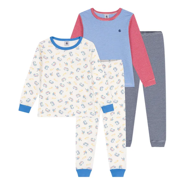 Set of 2 Organic Cotton Longboard Pyjamas | Blue