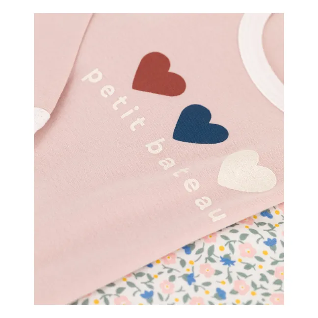 Lote de 2 pijamas Corazón Algodón Ecológico | Rosa Viejo