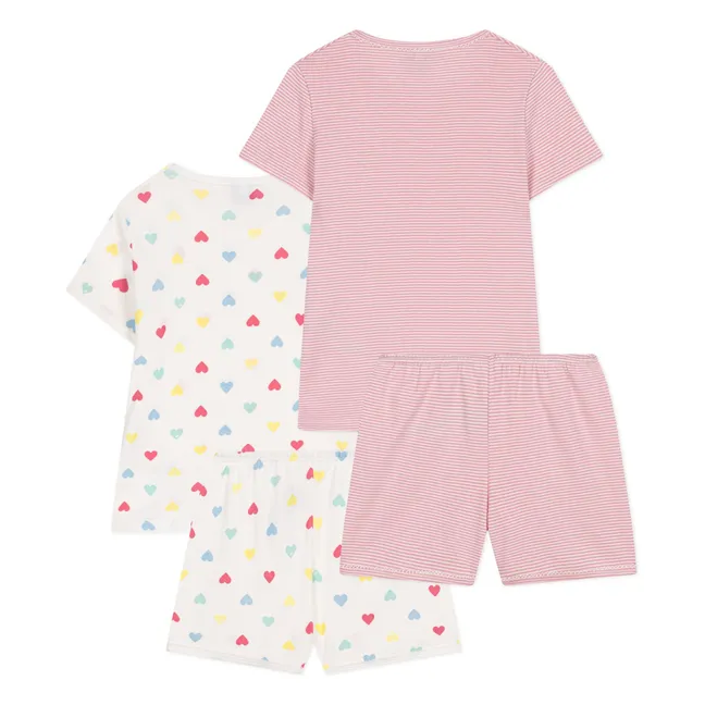 Lote de 2 pijamas cortos de algodón ecológico Happy Coeur | Rosa