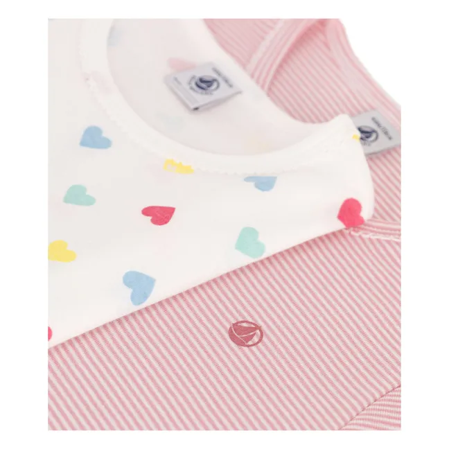 Lote de 2 pijamas cortos de algodón ecológico Happy Coeur | Rosa