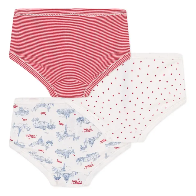 Set di 3 slip a vita alta in cotone biologico | Rosa