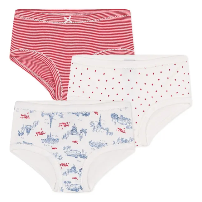 Set di 3 slip a vita alta in cotone biologico | Rosa