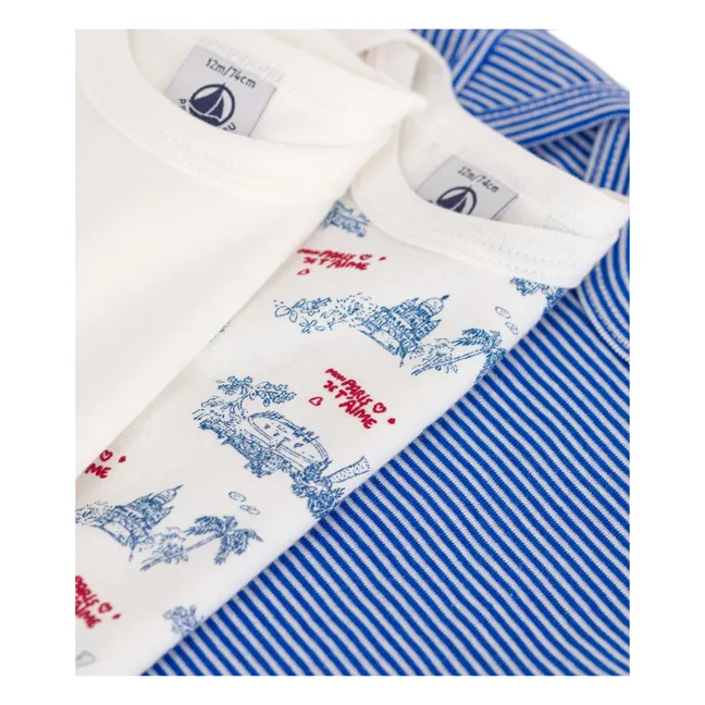 Set di 3 Bodies Paris Lovely in cotone biologico | Blu