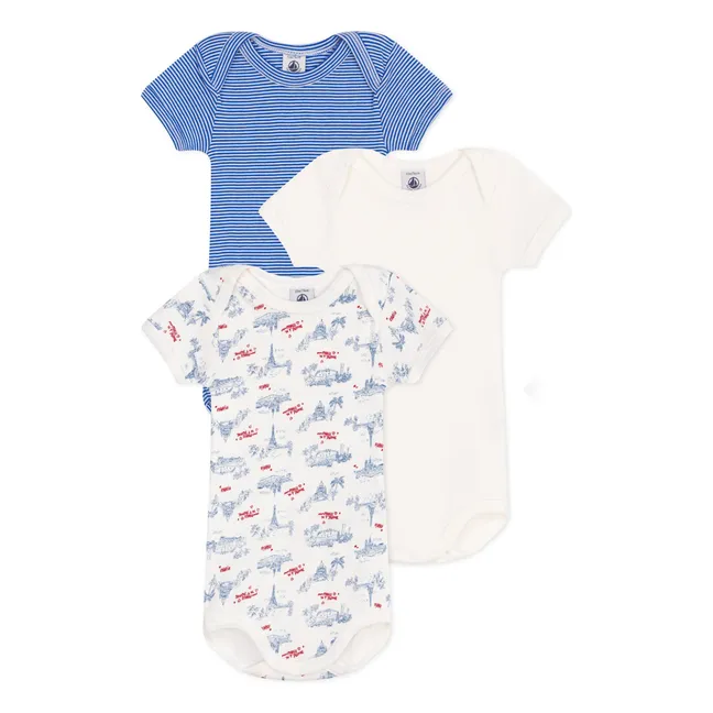 Set di 3 Bodies Paris Lovely in cotone biologico | Blu