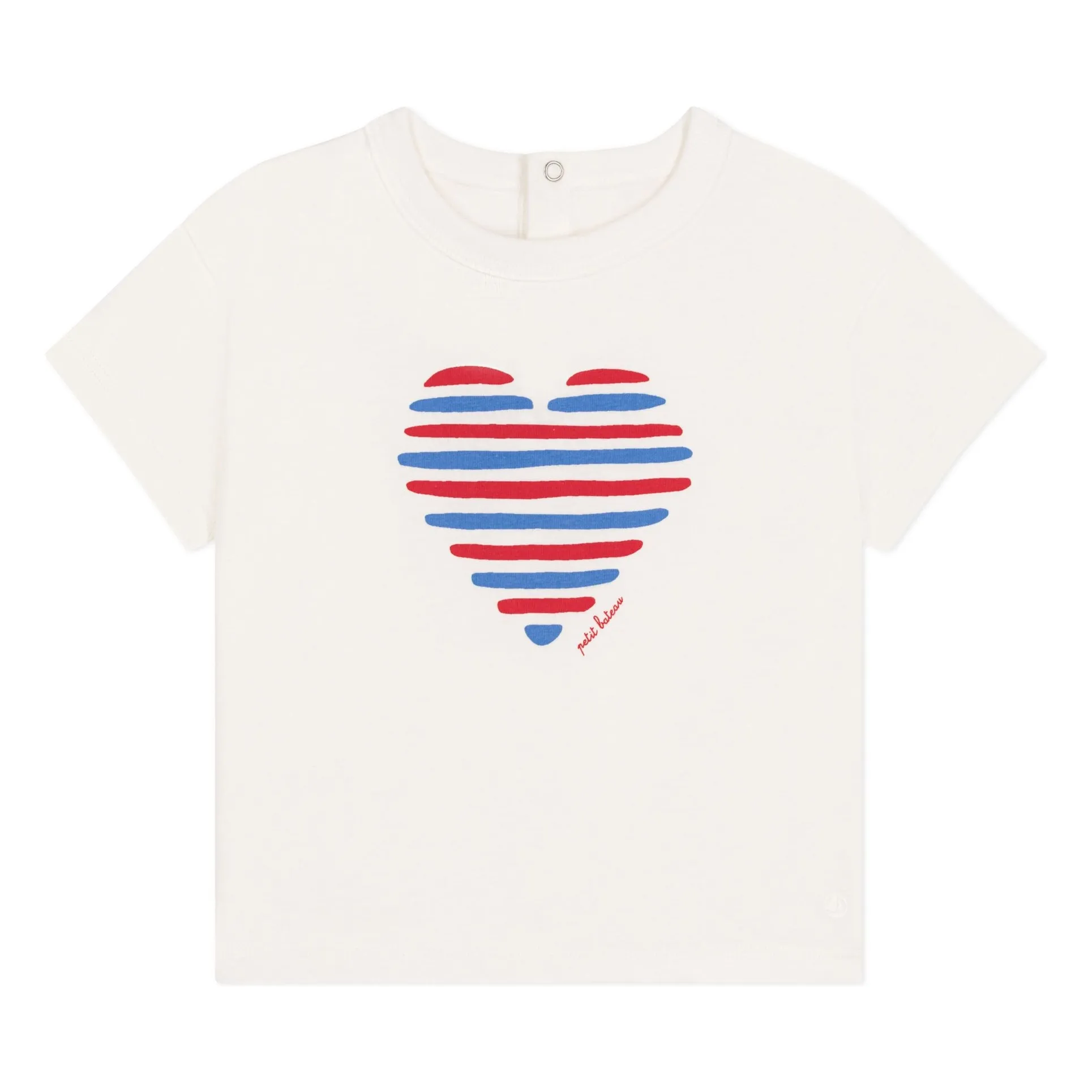 Petit Bateau Boys White Barlay Heart Organic Cotton T-Shirt