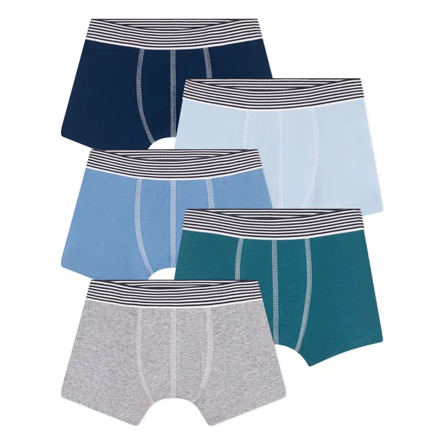 Pack de 5 calzoncillos de algodón ecológico | Azul