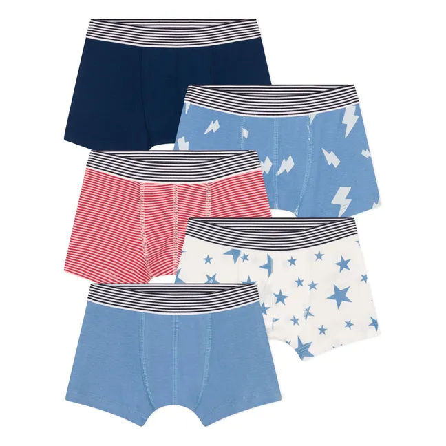 Pack de 5 calzoncillos Flash de algodón ecológico | Azul