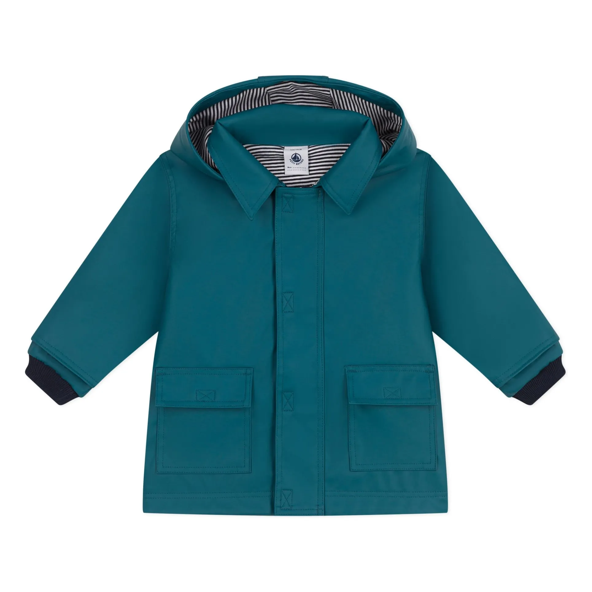Petit Bateau Unisex Peacock Blue Barapluie Waxed Coat