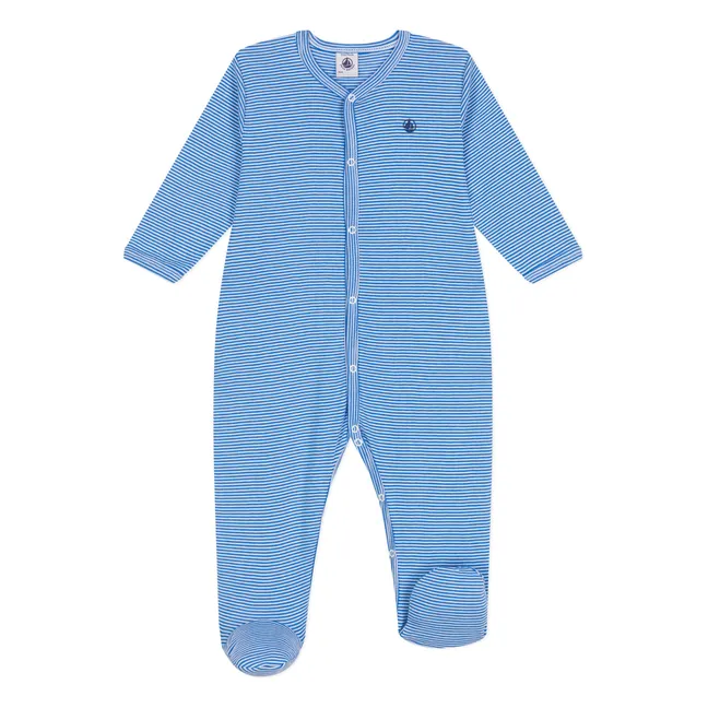 Bertin Organic Cotton Pyjamas with Feet | Blue