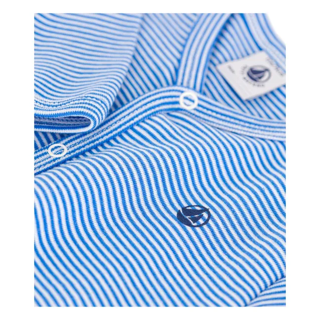 Pijama con pies de algodón ecológico Bertin | Azul