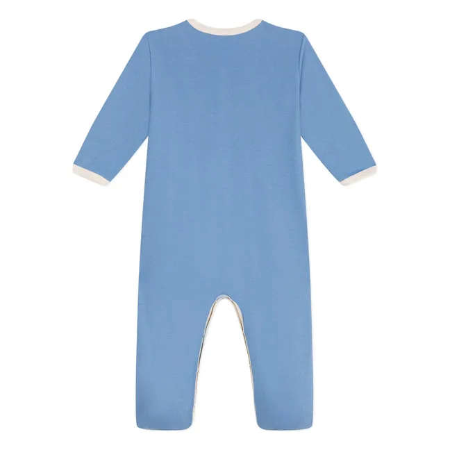 Berny Organic Cotton Pyjamas with Feet | Blue
