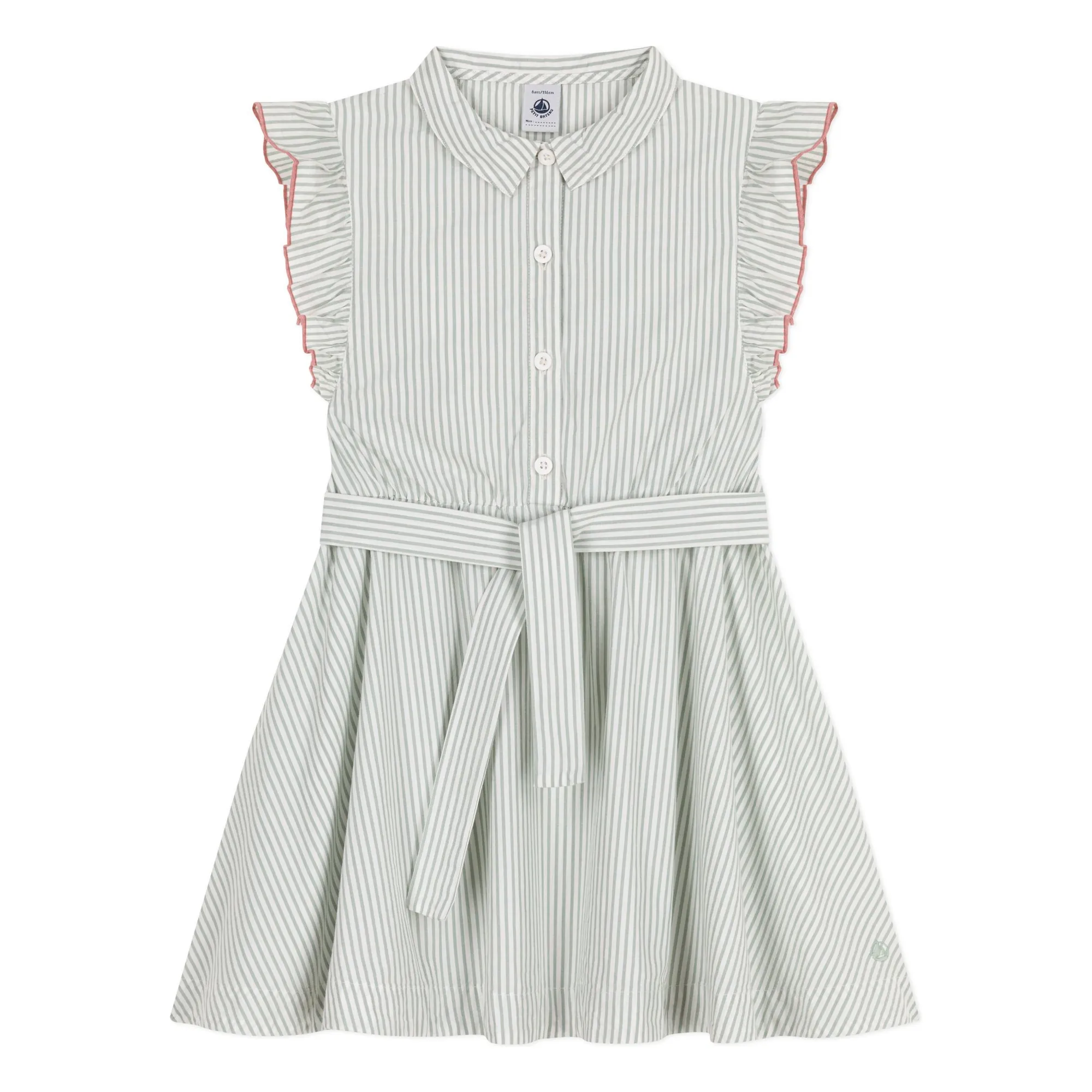 Petit Bateau Girls White Blotilde Organic Cotton Poplin Dress