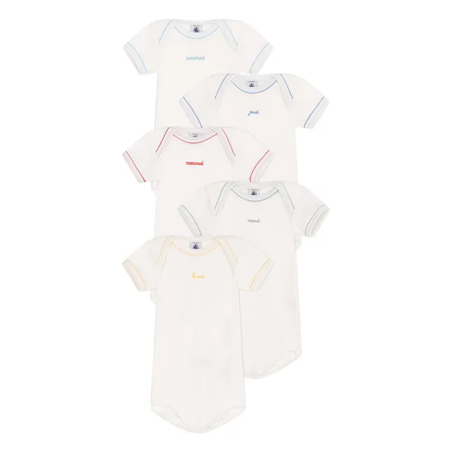 Lot 5 Bodies Semainier Coton Bio | Ecru