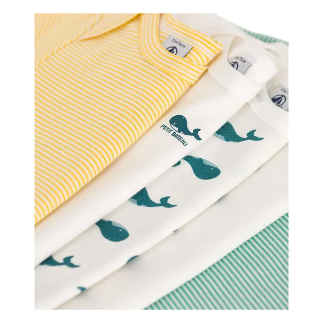 Lot 5 Bodies Baleine Coton Bio | Bleu canard