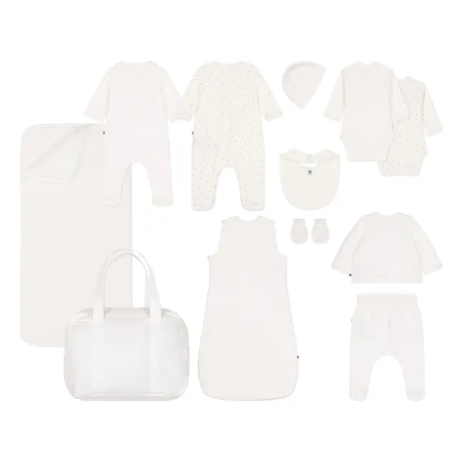 Valise de Maternité Cœurs Coton Bio | Ecru