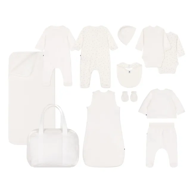 Valise de Maternité Cœurs Coton Bio | Ecru