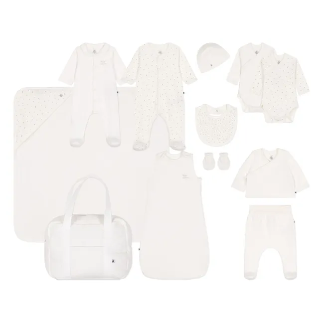 Valise de Maternité Cœurs Coton Bio | Ecru