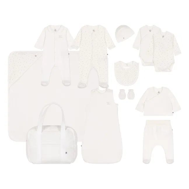 Valise de Maternité Cœurs Coton Bio | Ecru