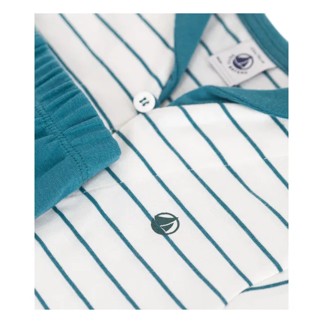 Ensemble T-Shirt et Short Barbier Coton Bio | Bleu canard