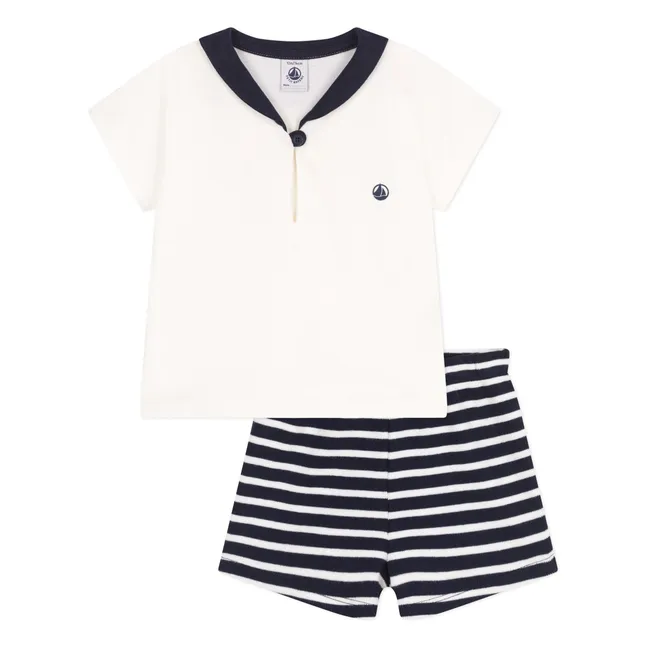 Barbet Organic Cotton T-Shirt and Short Set | Navy blue
