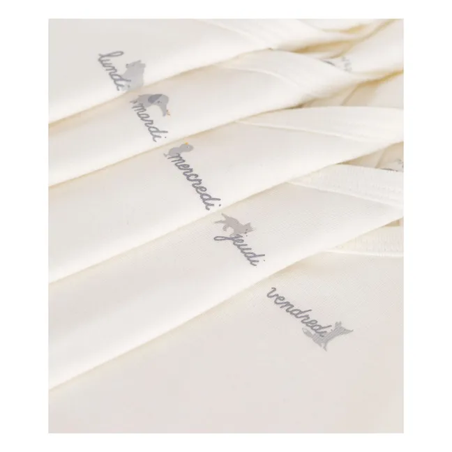 Set di 5 corpetti nascita in cotone biologico Semainier | Ecru