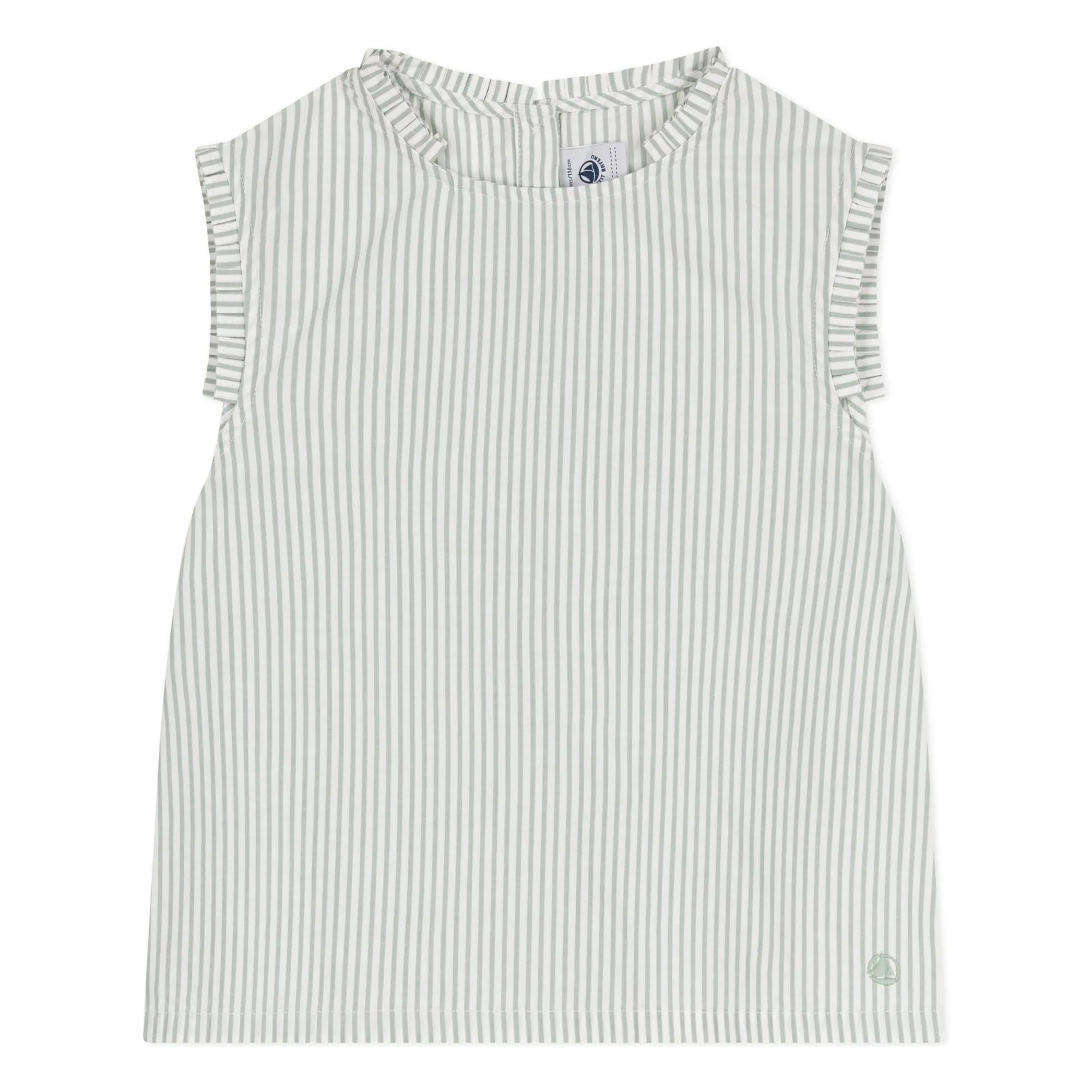 Petit Bateau Girls White Top Bictoire Popeline Coton Bio