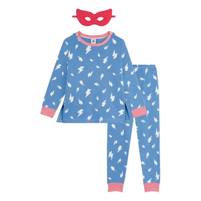 Pijama Bretona con Capa Flash Algodón orgánico | Azul