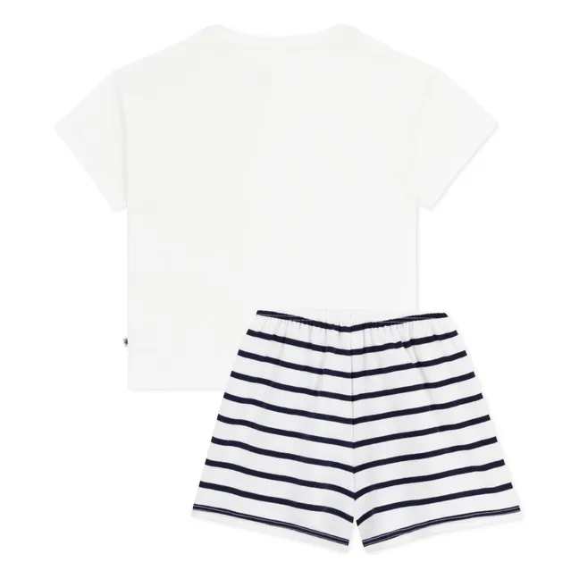 Pijama corto de algodón ecológico Bruneta | Blanco